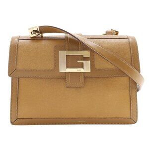 GUCCI G buckle Shoulder Bag 001.4140 Brown Calfskin Women